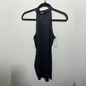 Black bedazzled high neck dress